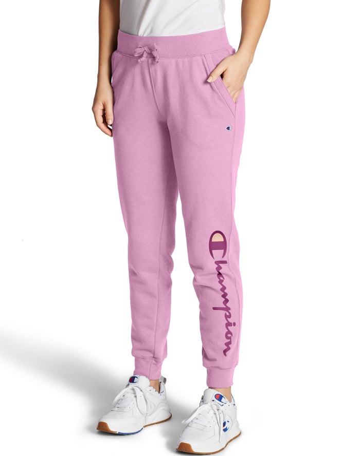 Champion Powerblend Fleece Script Logo Kadın Joggers Pembe ( UHYSXF598 )